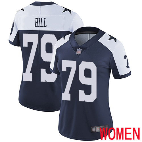 Women Dallas Cowboys Limited Navy Blue Trysten Hill Alternate #79 Vapor Untouchable Throwback NFL Jersey->women nfl jersey->Women Jersey